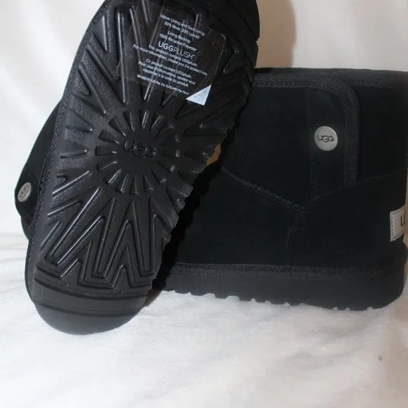 NEW UGG‎ JONA SUEDE SHEARLING GIRL'S MINI SHEARLING LINED BOOTS BLACK