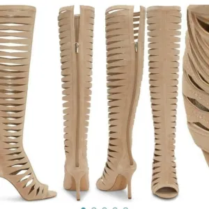 NEW Vince Camuto tan nude suede OTK thigh high suede gladiator boots 37.5
