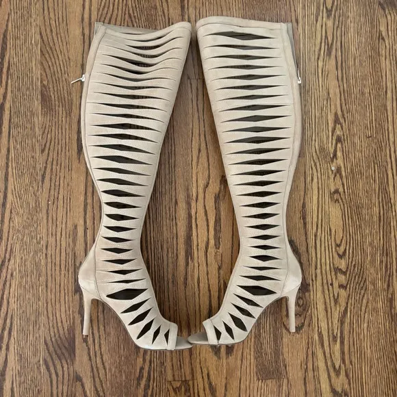 NEW Vince Camuto tan nude suede OTK thigh high suede gladiator boots 37.5