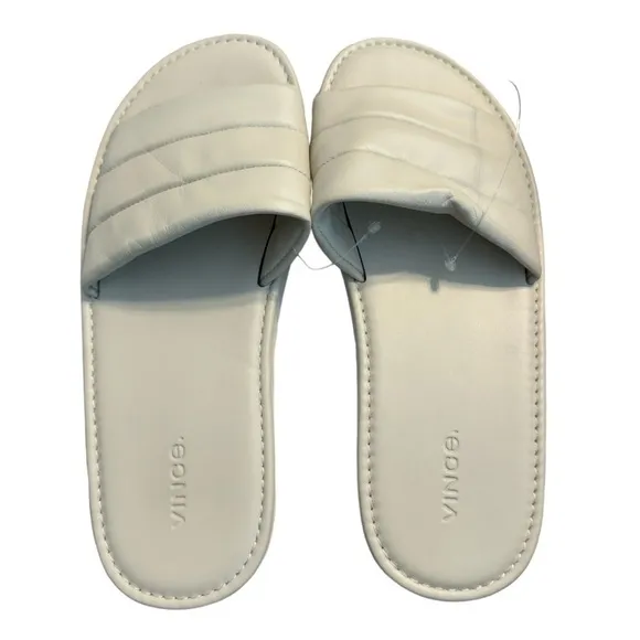 New! Vince Olina Olina Slip On Sandals Leather - Off White
