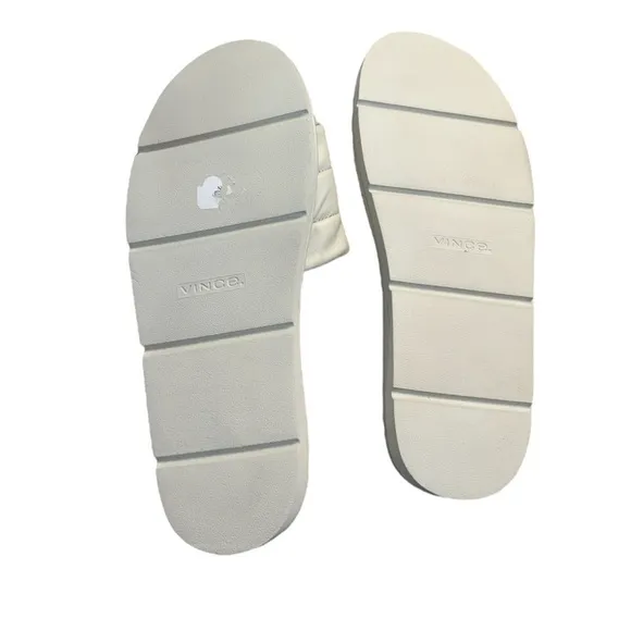 New! Vince Olina Olina Slip On Sandals Leather - Off White