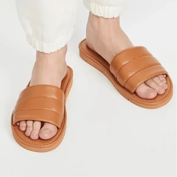 New! Vince Olina Olina Slip On Sandals Leather - Off White