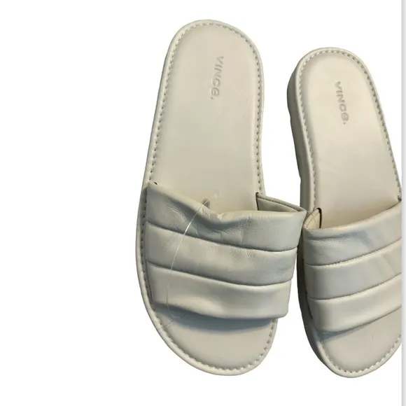 New! Vince Olina Olina Slip On Sandals Leather - Off White