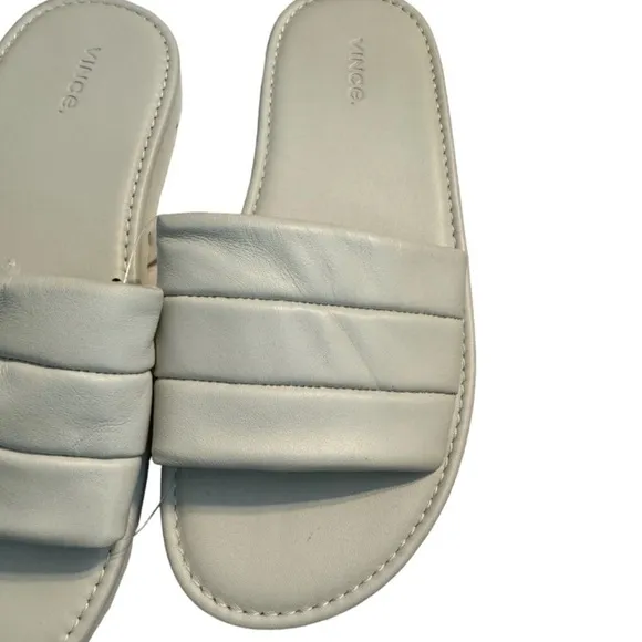 New! Vince Olina Olina Slip On Sandals Leather - Off White