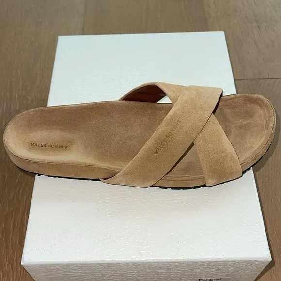 NEW - Wales Bonner Suede Crisscross Sandals Sz 44 (US 11)