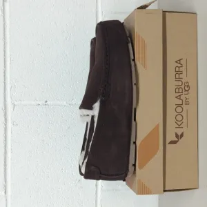 New w/box Kookaburra UGG sz9 suede Tipton brown loafers men's slip on fur lined