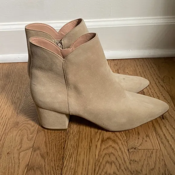 New Womens Cole Haan Elyse Grand 360 Beige Suede Heeled Boots Booties Size 9.5