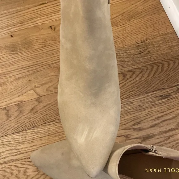 New Womens Cole Haan Elyse Grand 360 Beige Suede Heeled Boots Booties Size 9.5