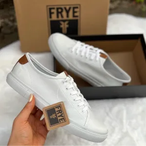 NEW Womens Size 8.5 The Frye Company Gia White Leather Low Top Lace Up Sneaker