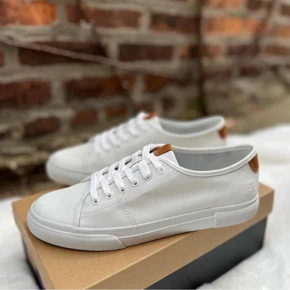NEW Womens Size 8.5 The Frye Company Gia White Leather Low Top Lace Up Sneaker