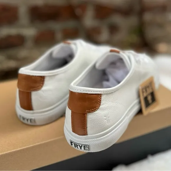 NEW Womens Size 8.5 The Frye Company Gia White Leather Low Top Lace Up Sneaker