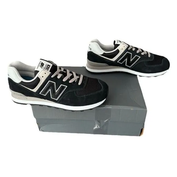New Balance 574 Core Sneakers Shoes Men 11.5 Women 13 Black White