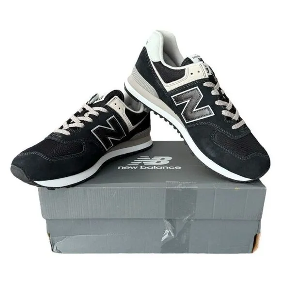 New Balance 574 Core Sneakers Shoes Men 11.5 Women 13 Black White