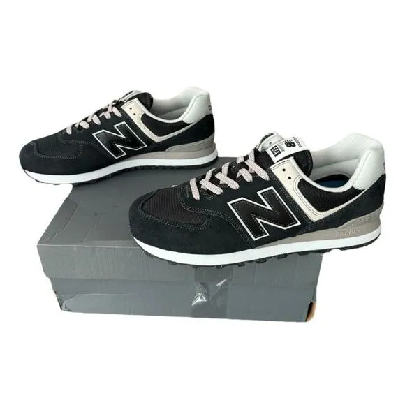 New Balance 574 Core Sneakers Shoes Men 11.5 Women 13 Black White