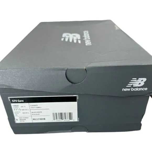 New Balance 574 Core Sneakers Shoes Men 11.5 Women 13 Black White
