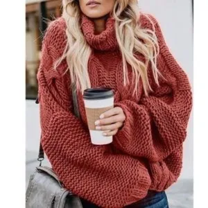 New Chunky Loose Ballon Sleeve Knit Sweater