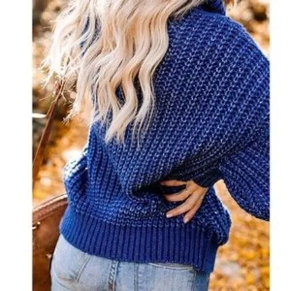 New Chunky Loose Ballon Sleeve Knit Sweater