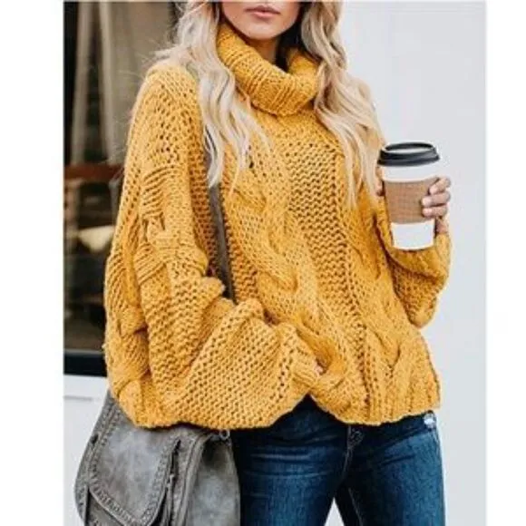 New Chunky Loose Ballon Sleeve Knit Sweater