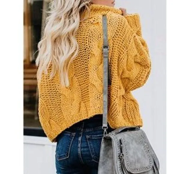 New Chunky Loose Ballon Sleeve Knit Sweater