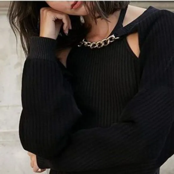 New Ultra Cropped Ribbed Knit Sweater