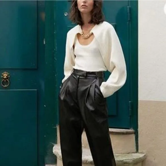 New Ultra Cropped Ribbed Knit Sweater