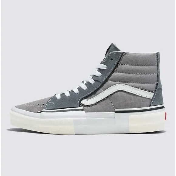 New~~Vans SK8 High Gray Canvas Leather Men’s Size 6.5 or W’s Size 8~~High Top 🩶