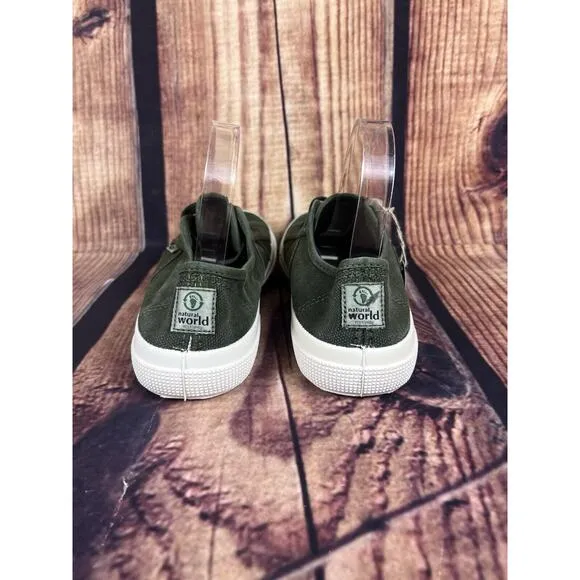 NIB Natural World Green Canvas Men’s 8 Shoes EU Size 41 Vegan Eco Friendly Spain