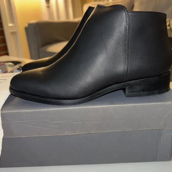NIB | Nisolo Lana Leather Zip Up Ankle Boot Black Rubber Size 6