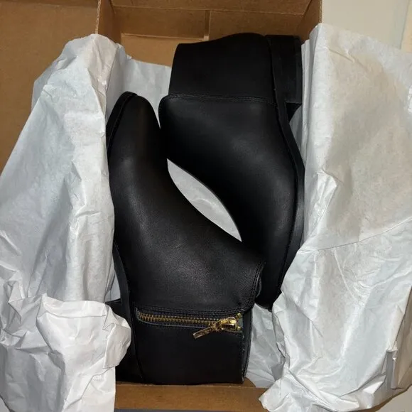 NIB | Nisolo Lana Leather Zip Up Ankle Boot Black Rubber Size 6