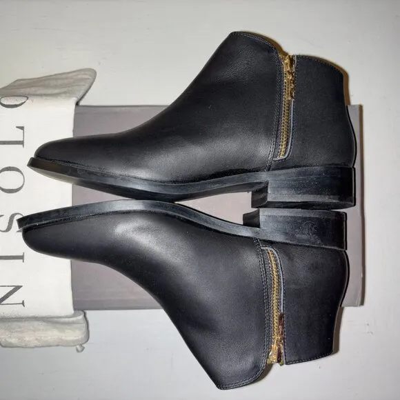 NIB | Nisolo Lana Leather Zip Up Ankle Boot Black Rubber Size 6