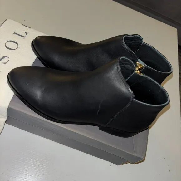 NIB | Nisolo Lana Leather Zip Up Ankle Boot Black Rubber Size 6