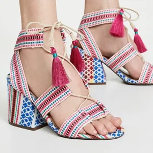 NIB Schutz Emilen embroidered blocked heel sandals