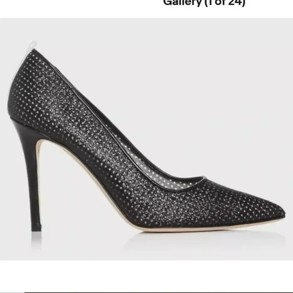 NIB SJP by Sarah J Parker Fishnet Fawn Black Mesh Glow Pumps EU 39 US 8.5 100mm