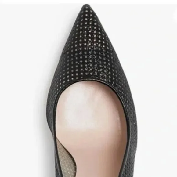 NIB SJP by Sarah J Parker Fishnet Fawn Black Mesh Glow Pumps EU 39 US 8.5 100mm