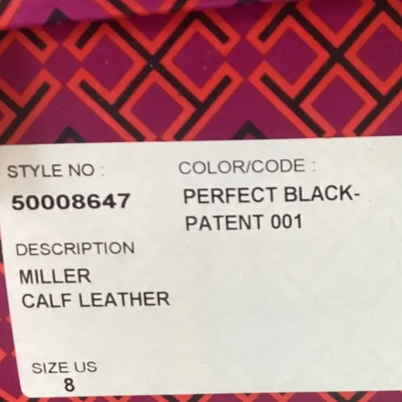 NIB Tory Burch Metal Miller  patent leather Sandals  black 8