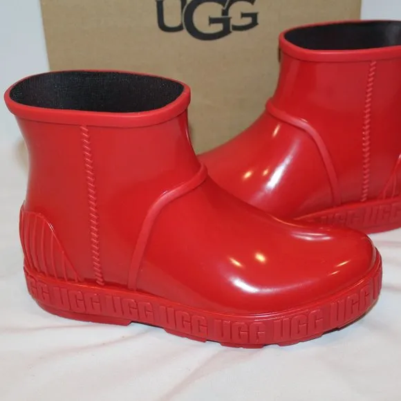 NIB UGG GIRL'S SZ 3 DRIZLITA SHORT‎ RUBBER RAIN BOOTS RED