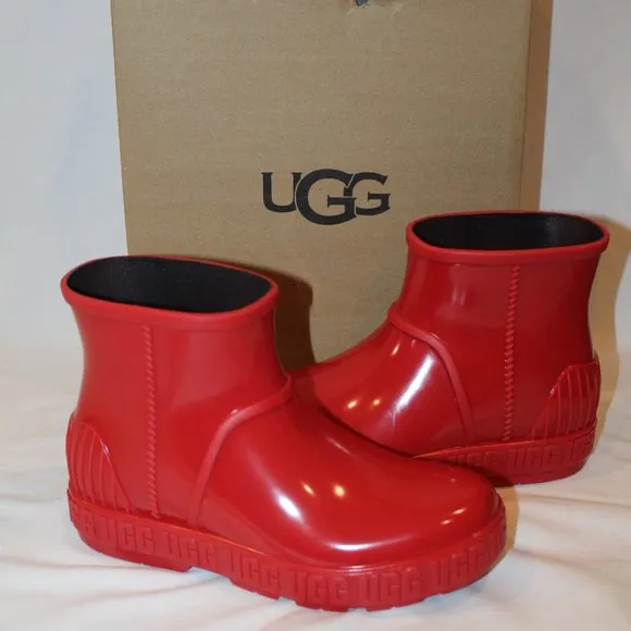 NIB UGG GIRL'S SZ 3 DRIZLITA SHORT‎ RUBBER RAIN BOOTS RED