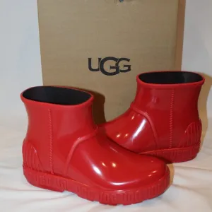 NIB UGG GIRL'S SZ 3 DRIZLITA SHORT‎ RUBBER RAIN BOOTS RED