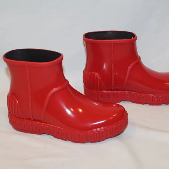 NIB UGG GIRL'S SZ 3 DRIZLITA SHORT‎ RUBBER RAIN BOOTS RED