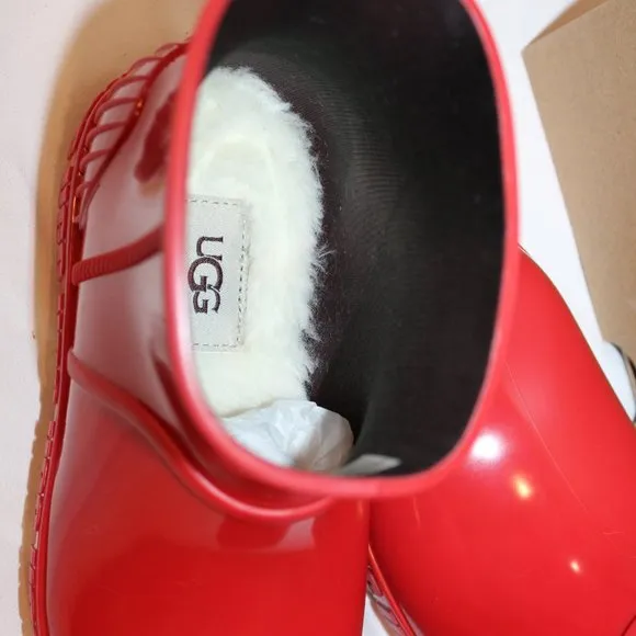 NIB UGG GIRL'S SZ 3 DRIZLITA SHORT‎ RUBBER RAIN BOOTS RED