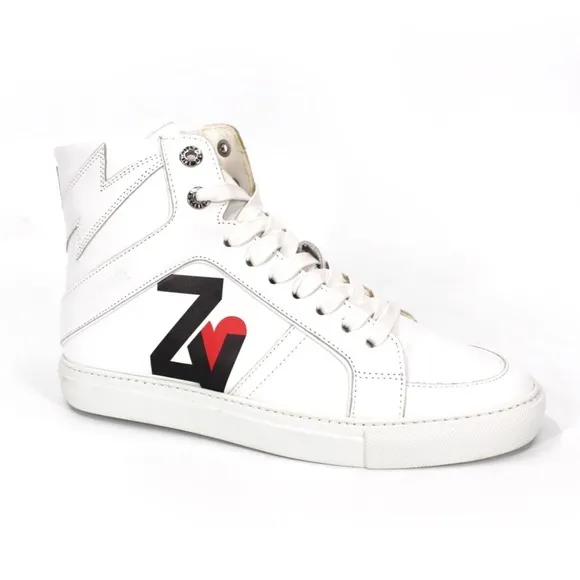 NIB ZADIG &amp; VOLTAIRE Women’s Sneakers White Sz 10 High Top Leather