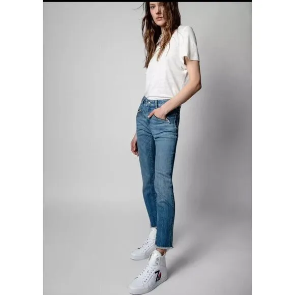NIB ZADIG &amp; VOLTAIRE Women’s Sneakers White Sz 10 High Top Leather
