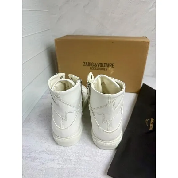 NIB ZADIG &amp; VOLTAIRE Women’s Sneakers White Sz 10 High Top Leather