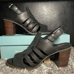NIB TOMS Majorca Caged Slingback Leather Sandals