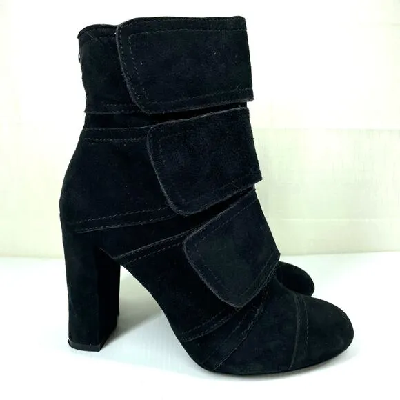 NICOLE MILLER Andi Black Suede Boots Size 7 Goth Whimsigoth Coquette Leather