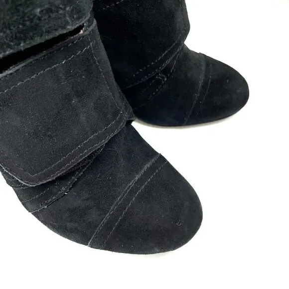 NICOLE MILLER Andi Black Suede Boots Size 7 Goth Whimsigoth Coquette Leather