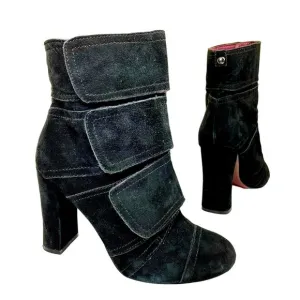 NICOLE MILLER Andi Black Suede Boots Size 7 Goth Whimsigoth Coquette Leather