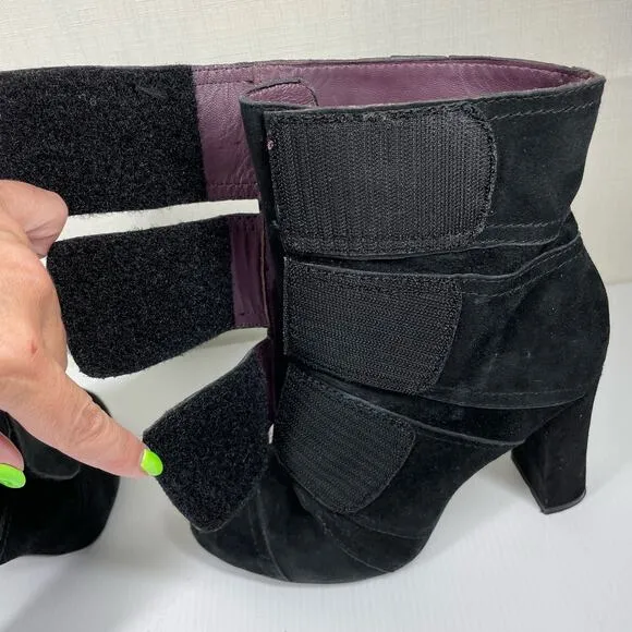 NICOLE MILLER Andi Black Suede Boots Size 7 Goth Whimsigoth Coquette Leather