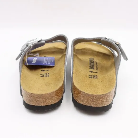 NIDB Birkenstock Arizona Birko-Flor Sandals in Silver EU 41 Narrow Fit