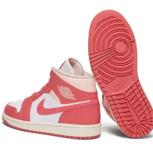 NIKE Air Air Jordan One Mid Pink Barbie Strawberries &amp; Cream Sneakers